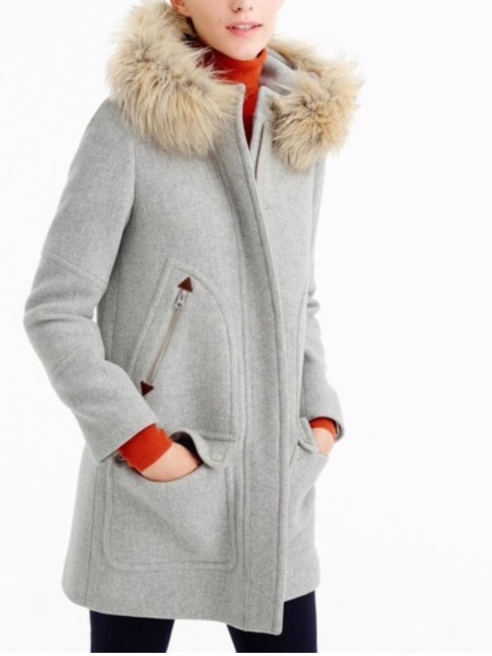 J. Crew Gray Chateau Parka in Italian Stadium Wool Sz 12